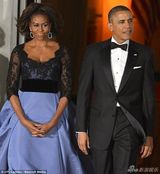 组图：美第一夫人6万元蕾丝礼服出席白宫国宴