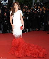 组图：《爱》戛纳首映 科尔白底红尾裙别具一格