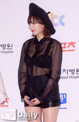 组图：EXO等走金唱片红毯 泫雅透视装内衣尽显