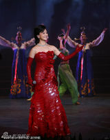 组图：宋祖英红裙典雅高贵 郭达献艺西安文艺晚会