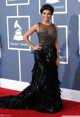 高清图：53届格莱美红毯 娜迪亚-阿丽羽饰礼服透明