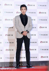 组图：李准灰西服帅气 红毯挥手显亲和