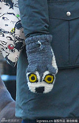 组图：海瑟薇夫妇恩爱遛狗 幸福人妻手套可爱