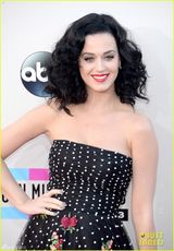 组图：凯蒂-佩里亮相红毯 黑色印花裙笑容甜美