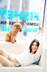 组图：熊乃瑾携宠物拍杂志封面 享受悠闲午后时光