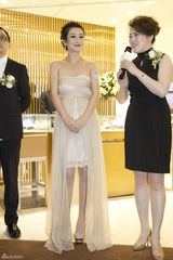 组图：秦海璐抹胸裸色长裙亮相活动典雅大方