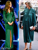 组图：凯特王妃与戴安娜孕期服装大比拼