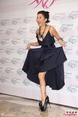 组图：蓝心湄深V秀美胸 性感姿态提高裙摆