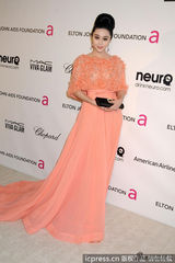 组图：范冰冰大尺度礼服亮相奥斯卡派对疑露点