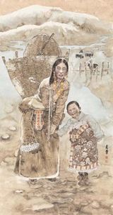 组图：朱军绘画作品 藏族风情表达生活感悟