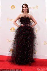 组图：莎拉-保罗森黑纱裙亮相艾美红毯