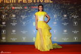 组图：李冰冰黄色礼服美艳 薄纱裙长腿若隐若现