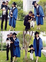 组图：美女硕士毕业抱儿子怀女儿被赞人生赢家