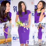 组图：全智贤任观光大使 紫色长裙显优雅