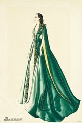 [老照片]1939年《乱世佳人》手绘图造型华丽