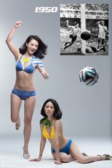 组图：蕾女姐妹团致敬经典 演绎世界杯经典瞬间