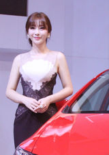 组图：柳岩露背蕾丝长裙当车模 粉丝同喊我爱你