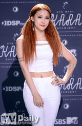 组图：韩团Kara发布会 露脐白衣性感十足