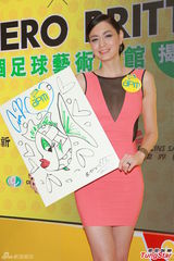 组图：傅颖出席世界杯活动 笑看整容指控