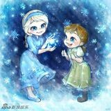 组图：《冰雪奇缘》曝姐妹Q版萌照温馨有爱