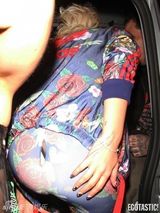 糗爆了！瑞塔肥臀撑爆裤子 当街崩裂露丁字裤