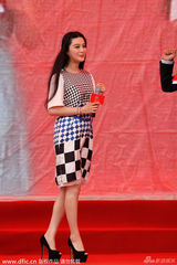 组图：范冰冰格纹短裙捞金 遭众保安狂拍