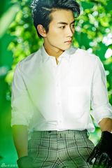 组图：陈晓【演员】白色衬衫阳光帅气 绿植环绕清爽一夏