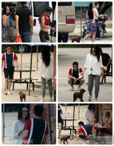 组图：撒贝宁穿情侣鞋探班章子怡 清凉玩漂流