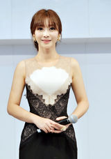 组图：柳岩露背蕾丝长裙当车模 粉丝同喊我爱你