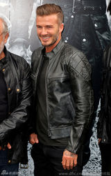 组图：贝克汉姆时装周演绎皮衣诱惑 群模簇拥