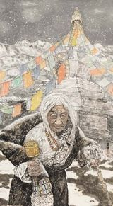 组图：朱军绘画作品 藏族风情表达生活感悟