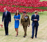 组图：威廉夫妇与哈里王子访花海 纪念一战百年