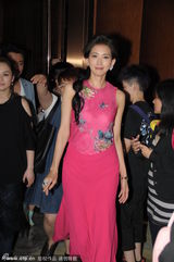 组图：林志玲穿旗袍暂封胸 打招呼显俏皮