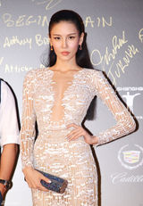 组图：张蓝心新片致敬成龙 镂空长裙秀美胸