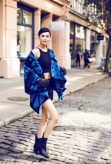 组图：韩丹彤拍街拍大片 为爱狂奔展纽约风情