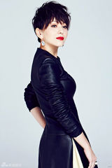 组图：王琳新年红唇大片 皮衣短发变身酷感女王