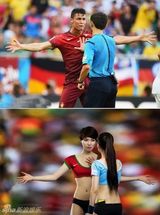 组图：性感足球宝贝搞怪还原世界杯经典瞬间