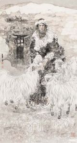 组图：朱军绘画作品 藏族风情表达生活感悟