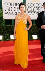 高清图：凯蒂-李橙黄礼服亮相 清新造型飘逸亮眼