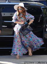 组图：Gaga碎花长裙变小清新 薄纱飘逸各种仙