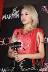 组图：蔡依林红裙亮相活动否认年底见家长