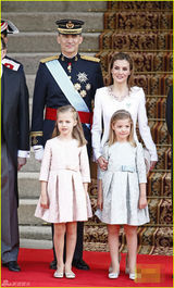 组图：西班牙国王费利佩六世登基 新王后美艳