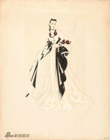 [老照片]1939年《乱世佳人》手绘图造型华丽