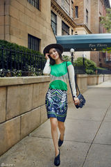 组图：韩丹彤亮相纽约时装周 街拍百变造型