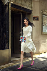 组图：韩丹彤亮相纽约时装周 街拍百变造型