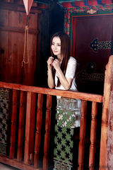 组图：陶红写真幽静素雅 白色蕾丝裙显恬静