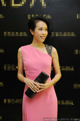 组图：莫文蔚撑场品牌秀 粉色斜肩礼服显优雅