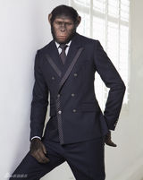 组图：“猩球”凯撒穿西装帅气过人 被求生猴子