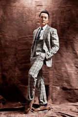 组图：邹兆龙写真大片格纹西服硬朗绅士