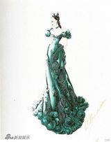 [老照片]1939年《乱世佳人》手绘图造型华丽